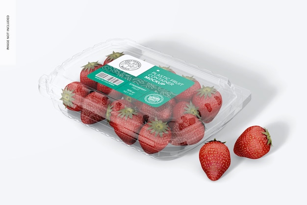 Prospettiva di mockup di contenitori di frutta in plastica