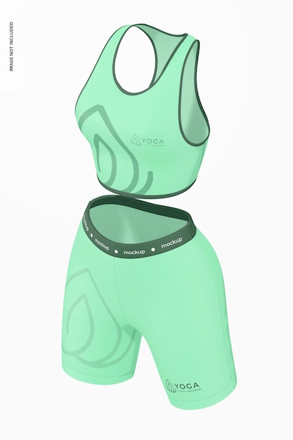 Prospettiva di mockup di pantaloncini sportivi e reggiseno