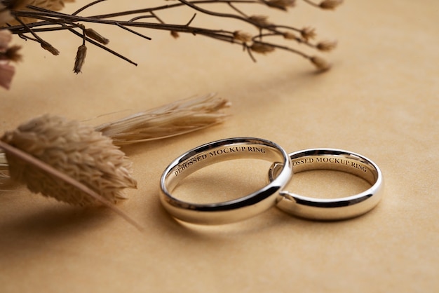 Prossimo piano del modello dell'anello di nozze
