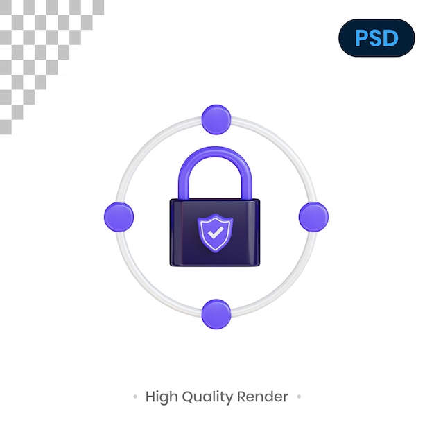 Proteção 3D Render Ilustração Premium Psd