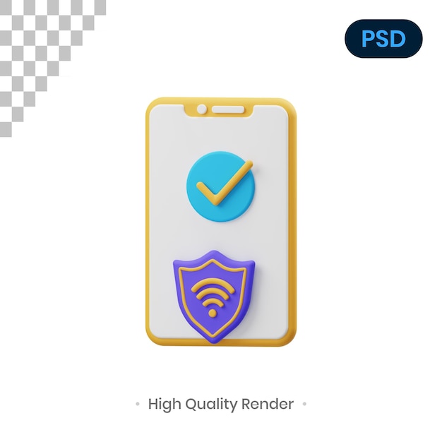 Protección 3d render ilustración premium psd