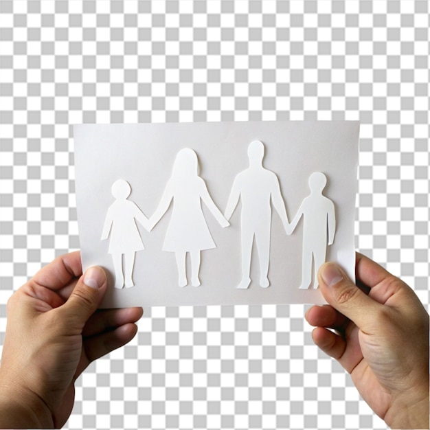 PSD protección de la mano corte de papel figura familiar atención médica y seguro para proteger el concepto de familia