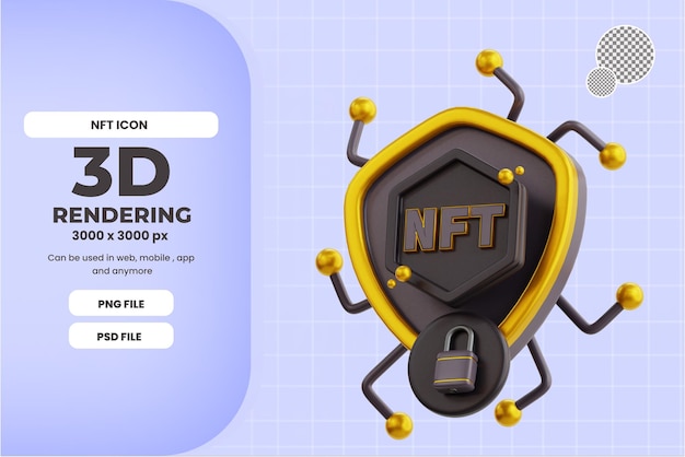 Protección de monedas 3d NFT con icono de color negro