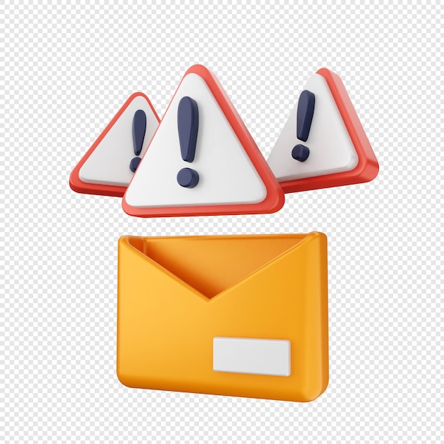 Protección de seguridad en Internet 3D correo electrónico mensaje de correo chat advertencia alerta precaución