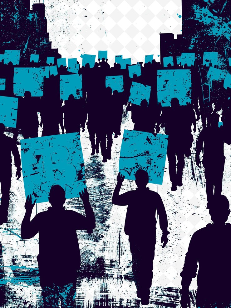 PSD protest by citizens against a presidential candidates stance flat illustration election campaign