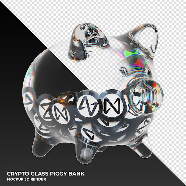 Protocolo CERCA CERCA Hucha de vidrio con monedas criptográficas ilustración 3d