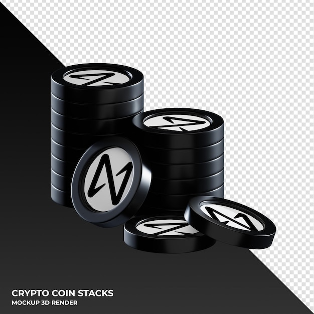 Protocolo CERCA CERCA de pilas de monedas cryptocurrency 3D Render ilustración