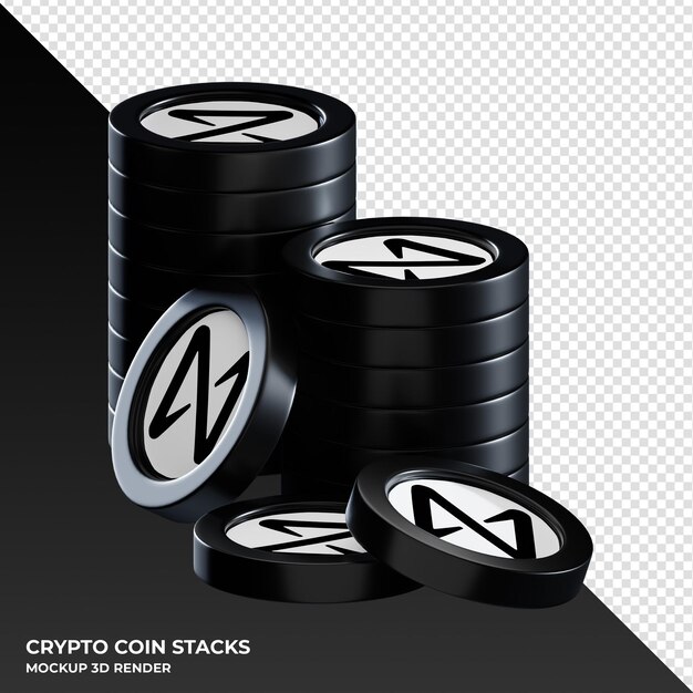 Protocolo CERCA CERCA de pilas de monedas cryptocurrency 3D Render ilustración