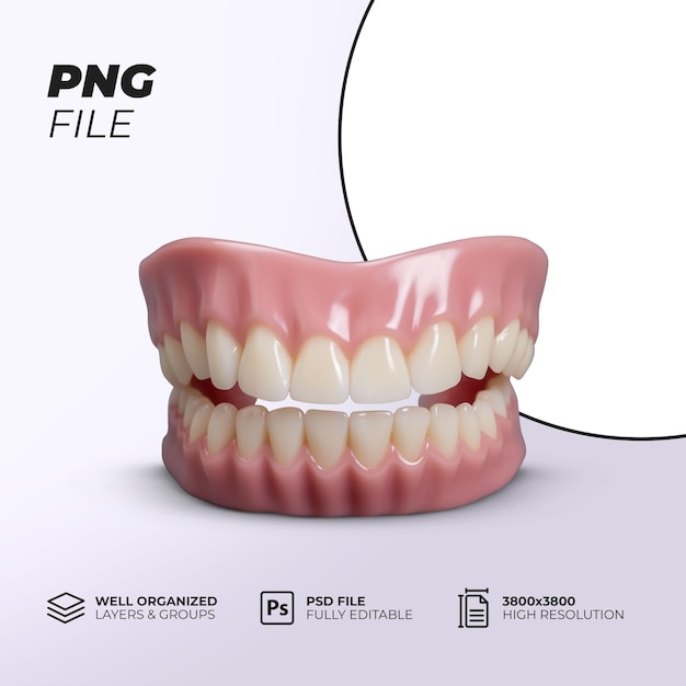 PSD protocolo de prótesis dental 3d dentadura postiza prótesis cuidado dental archivo psd