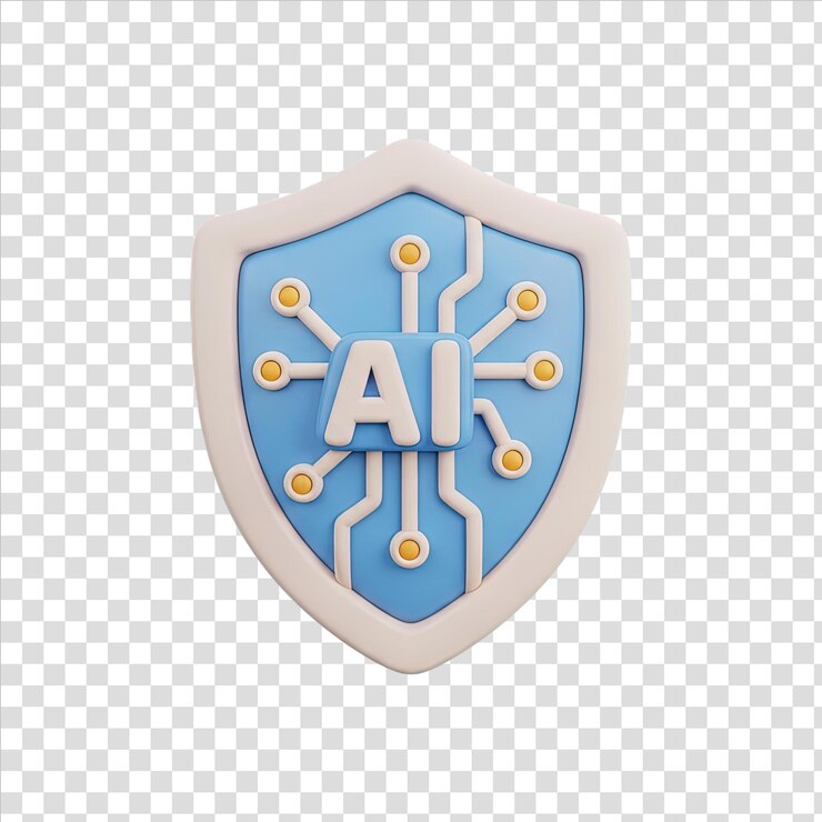 PSD protocolo de seguridad tecnológica un icono renderizado en 3d de un escudo con un símbolo de engranaje