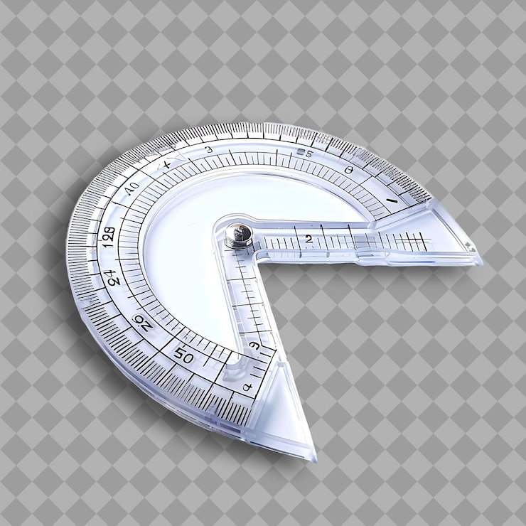 PSD protractor con corpo di plastica trasparente uno strumento utilizzato per mea strumento png su sfondo pulito