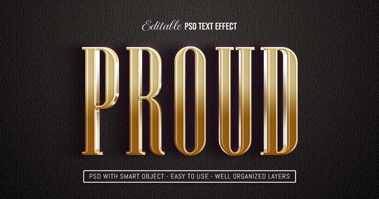 PSD proud text editable 3d style text effect