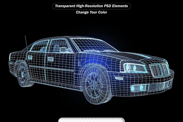 PSD proyecto de coche de policía holograma de neón brillante espectáculo futurista tecnología de seguridad