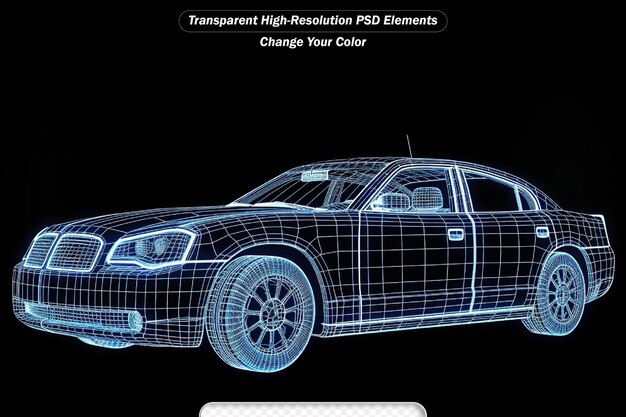 Proyecto de coche de policía holograma de neón brillante espectáculo futurista tecnología de seguridad