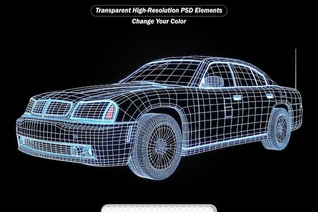 Proyecto de coche de policía holograma de neón brillante espectáculo futurista tecnología de seguridad