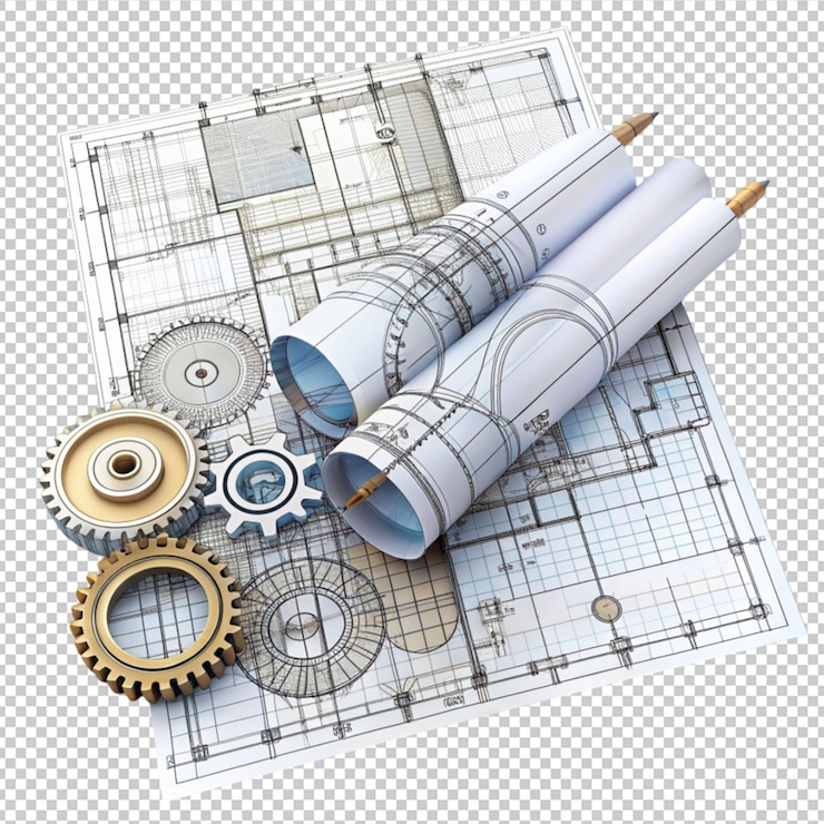 PSD proyecto de ingeniería abstracto de plan técnico para su uso aislado sobre un fondo transparente