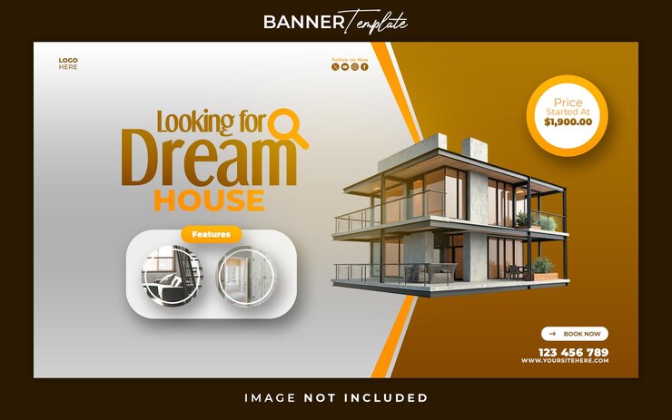 Proyecto inmobiliario para la venta plantilla de banner web de redes sociales