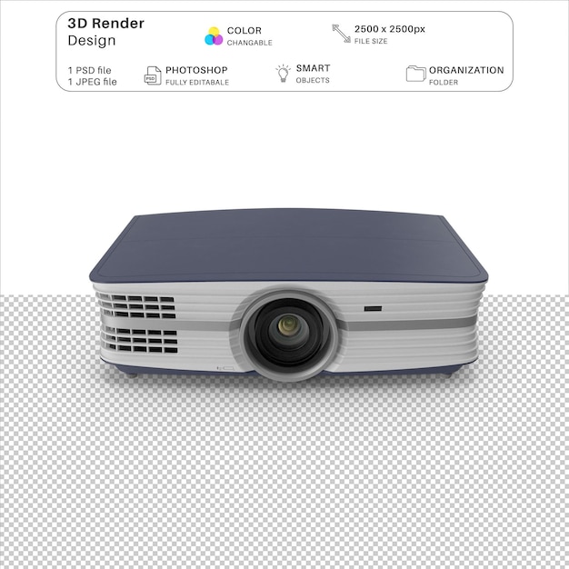 Proyector de cine en casa Archivo PSD de modelado 3D genérico