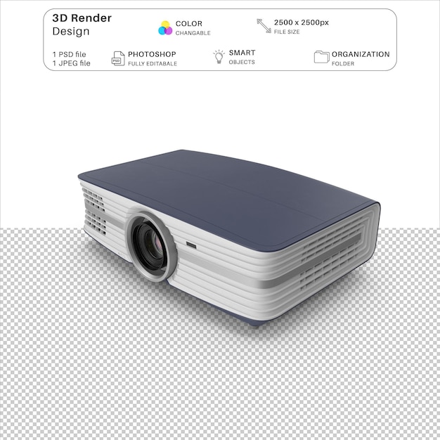 Proyector de cine en casa Archivo PSD de modelado 3D genérico