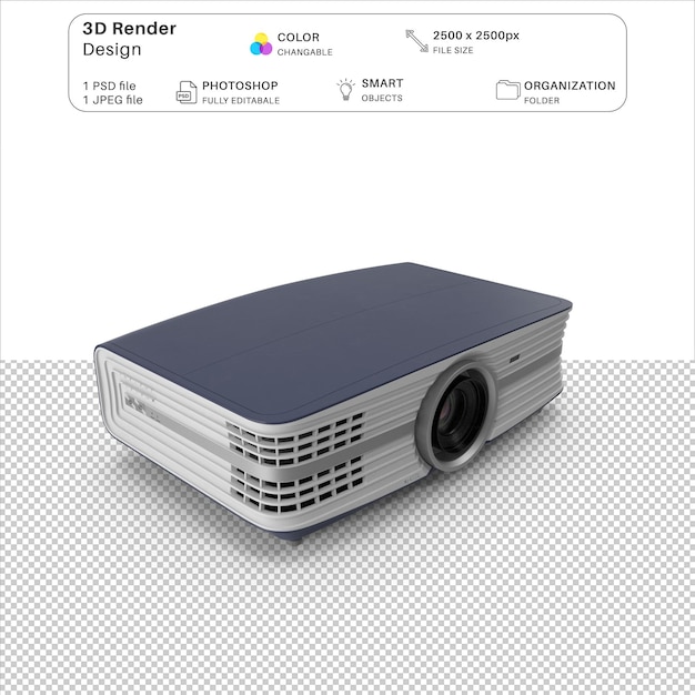 Proyector de cine en casa Archivo PSD de modelado 3D genérico