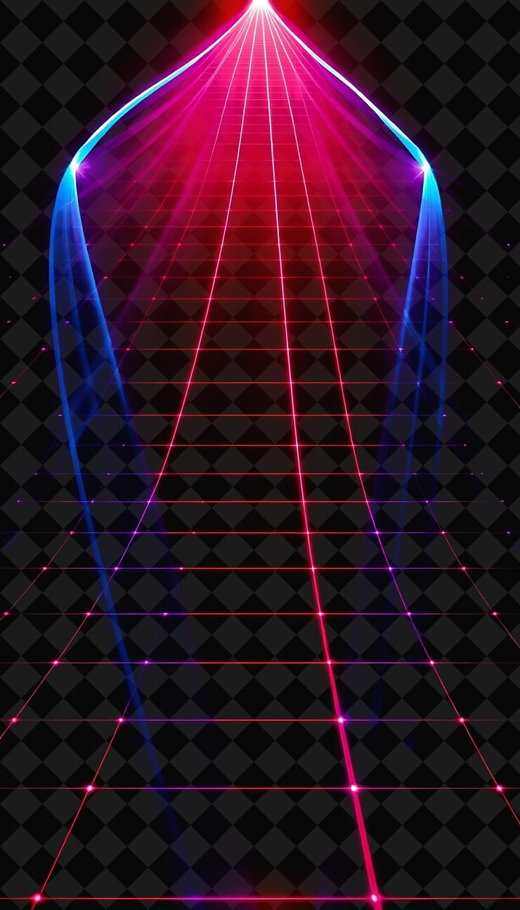 PSD los proyectos de cuadrícula láser que combinan bruscamente el rojo brillante y el azul profundo inspiraron a y2k the grid of light form