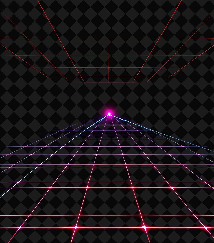 PSD los proyectos de cuadrícula láser que combinan bruscamente el rojo brillante y el azul profundo inspiraron a y2k the grid of light form