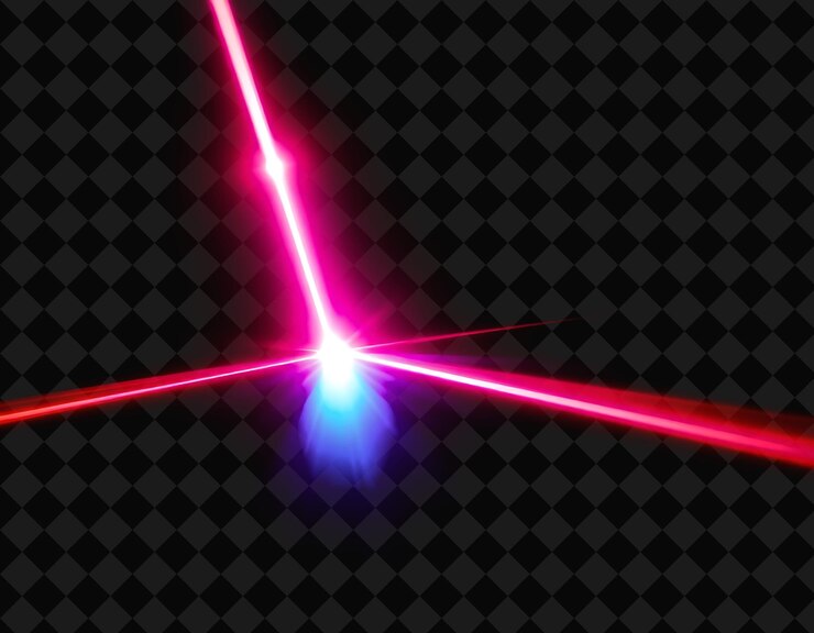 PSD los proyectos de haz láser que combinan bruscamente el rojo brillante y el azul profundo inspiraron el haz de luz de y2k