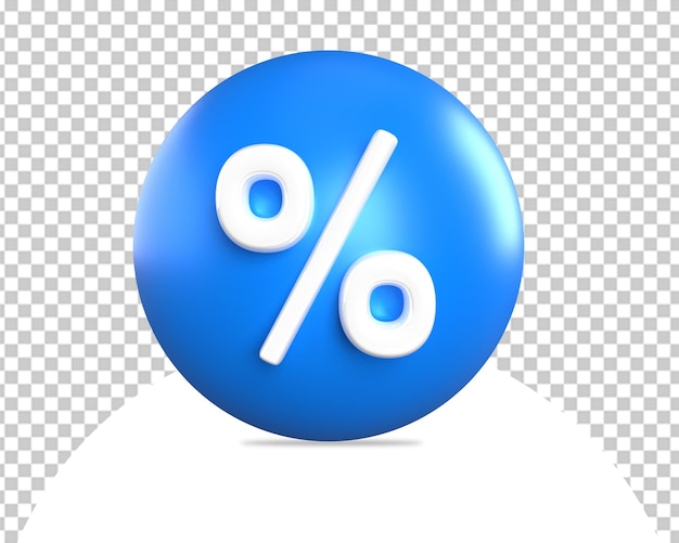 PSD prozent ball blaues symbol 3d rendern