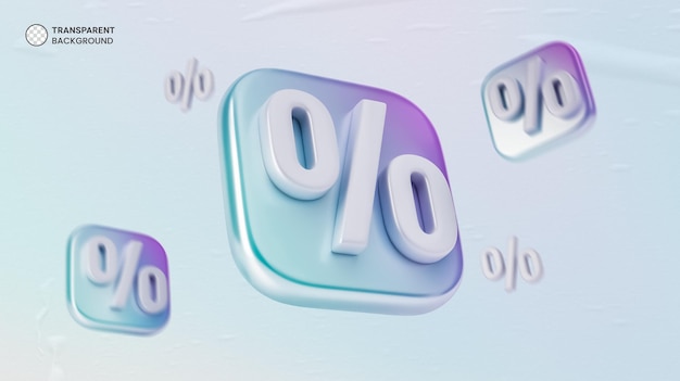 Prozent Verkauf Abzeichen Symbol 3D-Rendering
