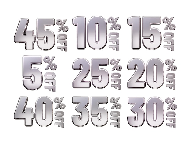 Prozentsatz Texteffekt Vektor Illustration 3D-Rendering transparentes Element
