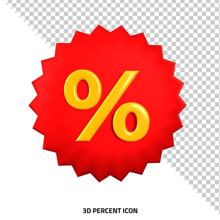 PSD prozentsatzetikett 3d-verkaufsrabatt-symbol