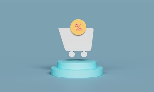 Prozentsatzrabatt Online-Shopping Icon 3D-Rendering Nicht KI