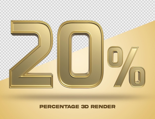 prozentuale Goldfarbe 3D-Rendering