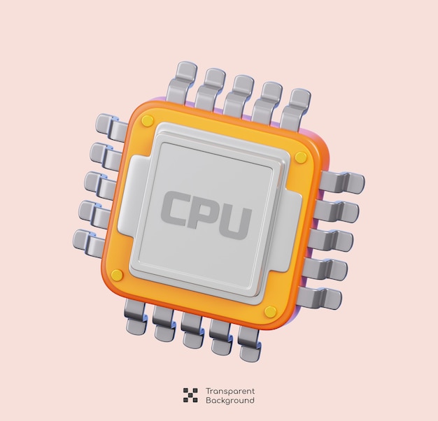 Prozessor Chipset oder CPU-Chip Isolierte Computerkomponente Element Icon 3D-Rendering