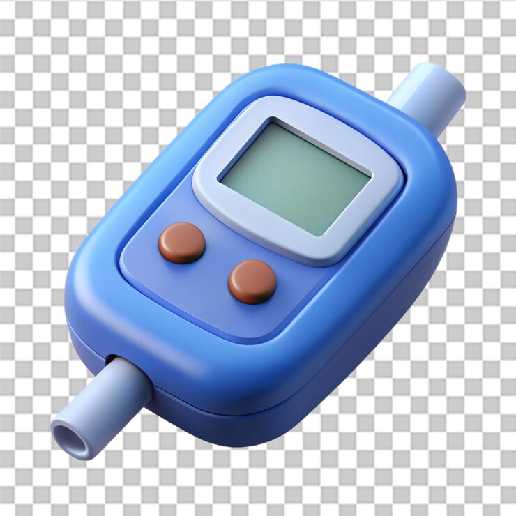 PSD prueba de glucosa glucometro de estilo plano equipo de diagnóstico indicadores de azúcar en la sangre dispositivo de medición médico concepto de atención médica ilustración vectorial de stock