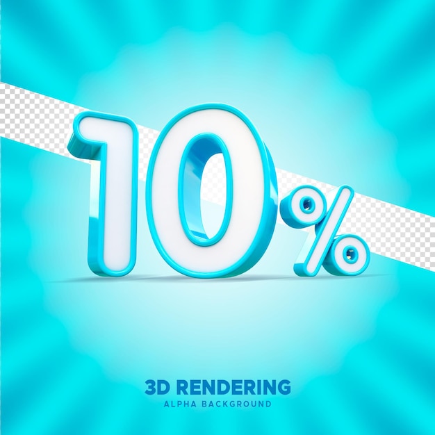PSD 10 por ciento renderización 3D con fondo alfa