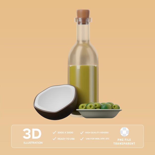 PSD 11 Aceites a base de plantas Ilustración en 3D