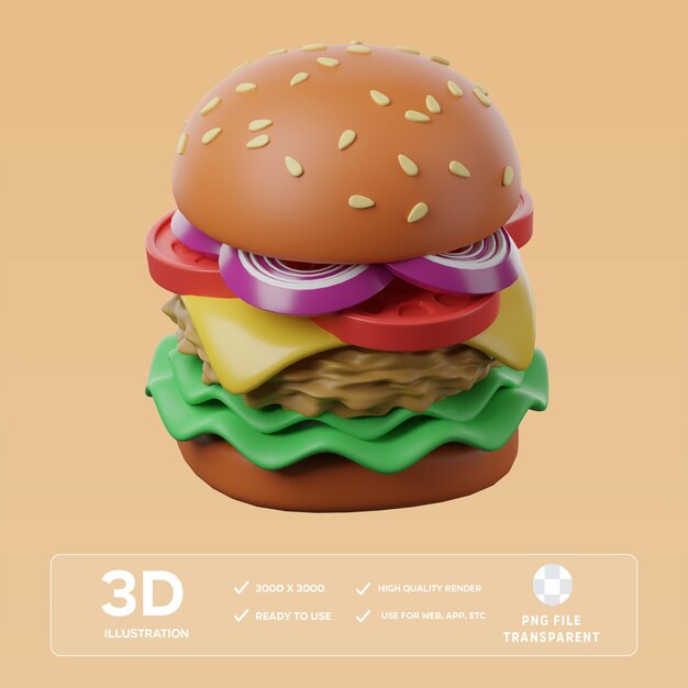 PSD 15 Burger Vegetariano Ilustración en 3D