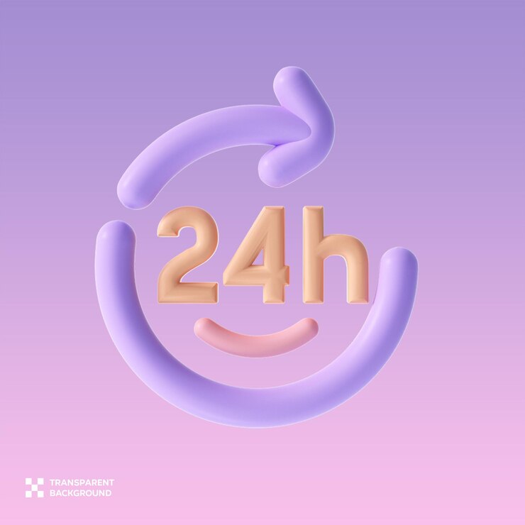 PSD psd 24 horas de suporte ilustração 3d