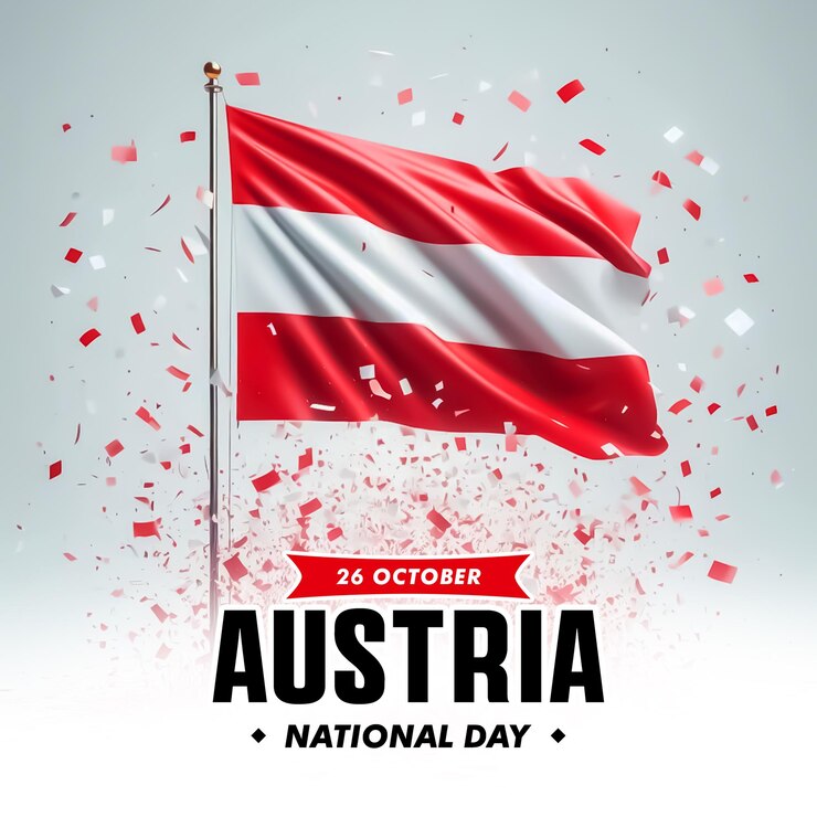 PSD psd 26 october happy national day of austria social media poster and banner with austrian flag