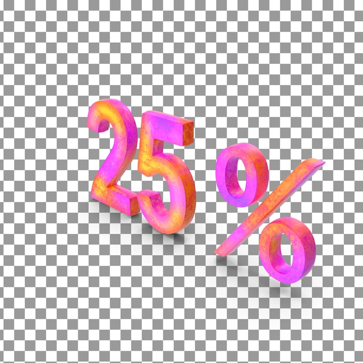 PSD psd 3d 25 por ciento superior en fondo aislado y transparente