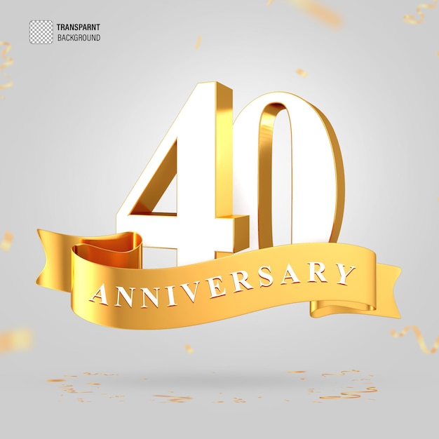 PSD 3d 40-jähriges Jubiläumsfeier-Logo mit goldenem Stil