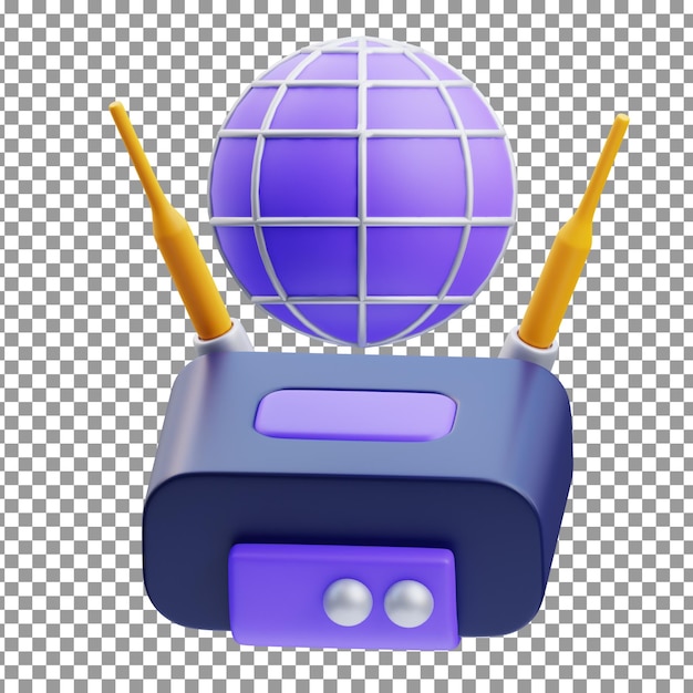 psd 3d ai router icon on isolated and transparent background