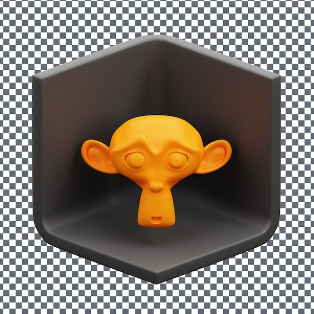 psd 3d animal icon on isolated and transparent background