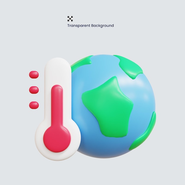 PSD 3D Aquecimento global com temperatura Conceito de ecologia Ilustração de renderização de alta qualidade