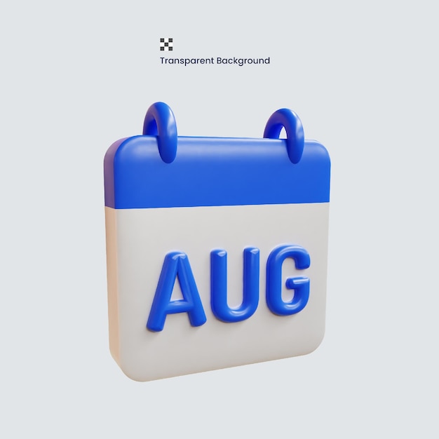 Psd 3d august-kalender, hochwertiges render-symbol