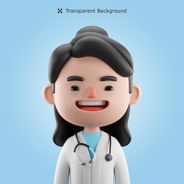 PSD psd 3d avatar de desenho animado de médica