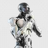 PSD psd 3d avatar de robot futurista aislado en un fondo transparente png creado por la ia