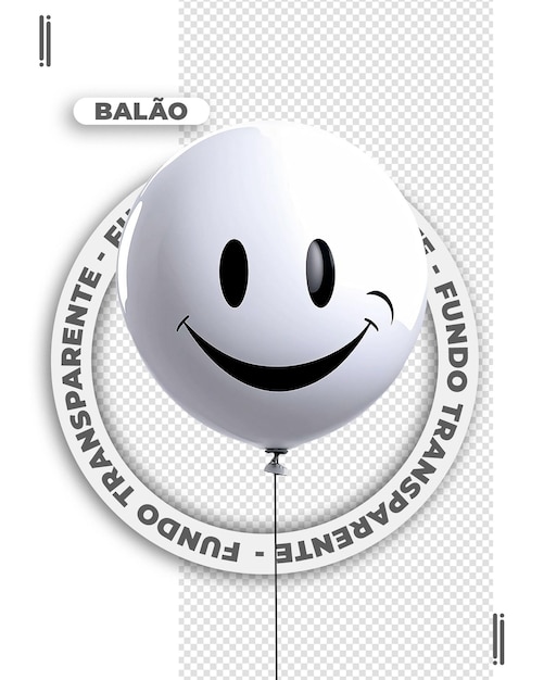 PSD psd 3d balão branco com imagem de rosto feliz sem fundo