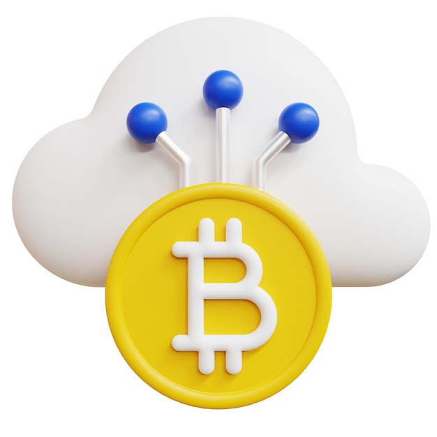 PSD psd 3d bitcoin concept de crypto-monnaie de données cloud illustration de rendu 3d de haute qualité